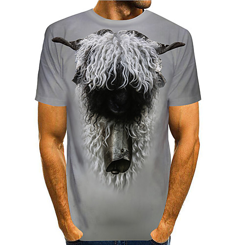 

Men's T shirt Shirt 3D Print Graphic Animal 3D Print Short Sleeve Daily Tops Basic Casual Round Neck Gray / Summer