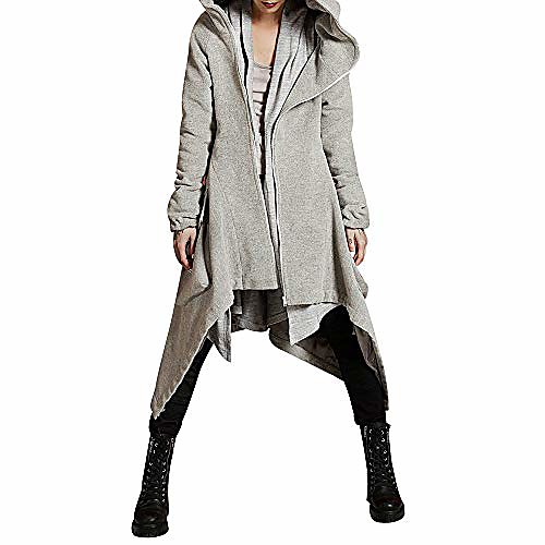 

winter casual hoodie zipper jacket womens asymmetric solid quilted coat overcoat