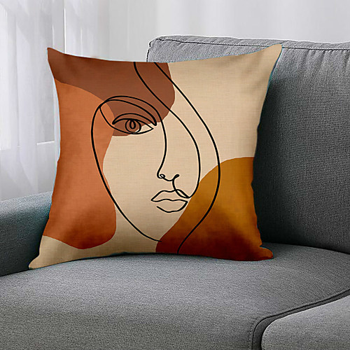 

Double Side 1 Pc Geometric Cushion Cover Print 45x45cm Faux Linen for Sofa Bedroom