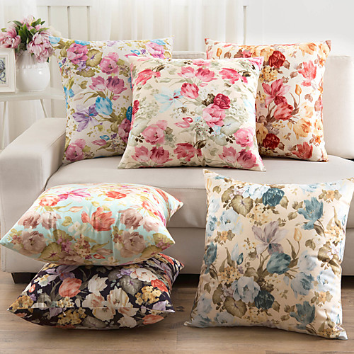 

1 Pc Floral Cushion Cover 45x45cm Linen for Sofa Bedroom