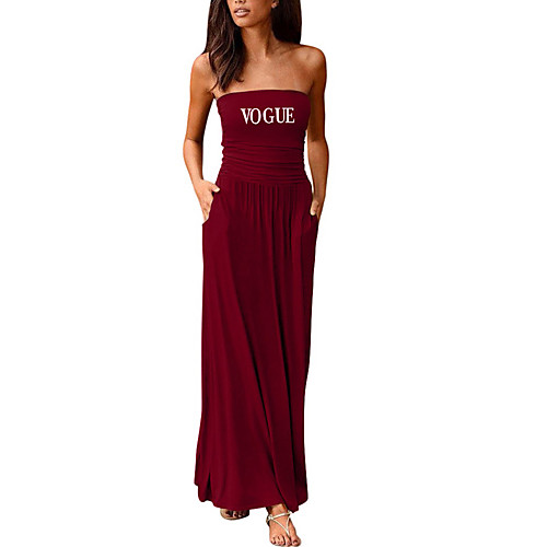 

Women's Sheath Dress Maxi long Dress Purple Wine Army Green Dusty Rose Green Royal Blue Black Dark Gray Red Navy Blue Sleeveless Letter Summer Strapless Formal 2021 S M L XL XXL