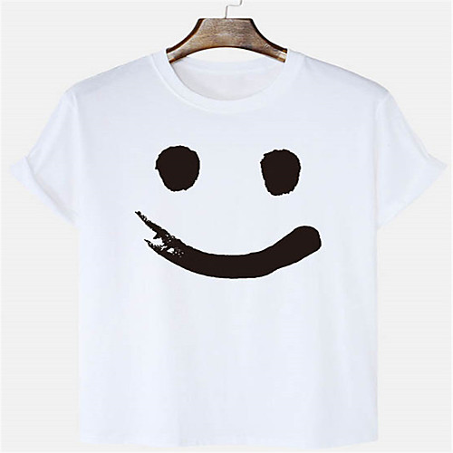 

Men's Unisex T shirt Hot Stamping Graphic Prints Smiley Face Plus Size Print Short Sleeve Daily Tops 100% Cotton Basic Casual Round Neck Blue Blushing Pink Gray / Summer