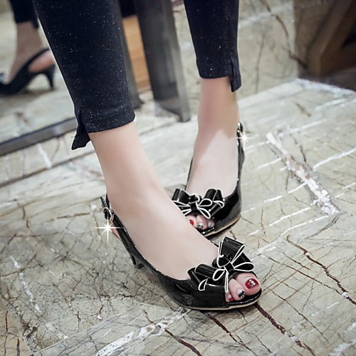 

Women's Sandals Kitten Heel Peep Toe PU Synthetics White Black Red