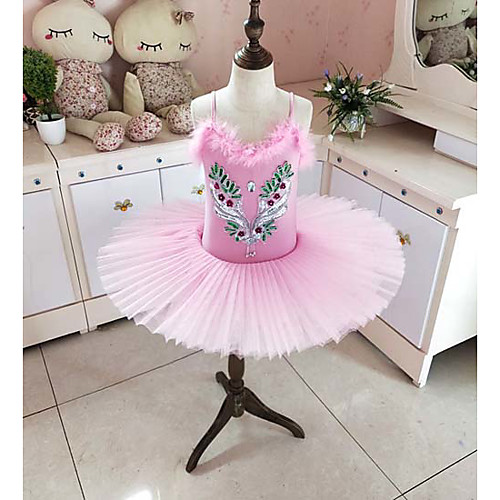 

Ballet Dance Costumes Dress Feathers / Fur Girls' Training Performance Sleeveless High Elastane