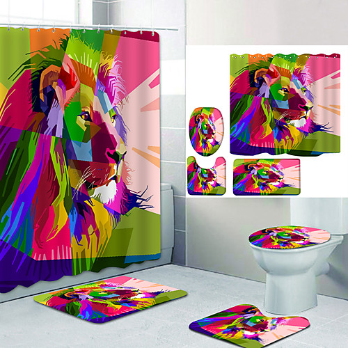 

Bathroom Shower Curtain & Mat Set Modern Polyester New Design