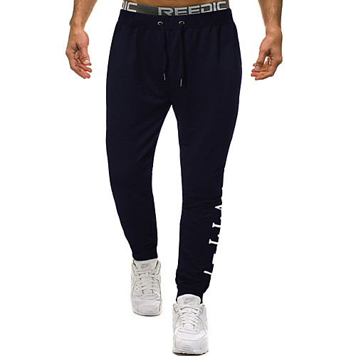 

Men's Casual / Sporty Sweatpants Outdoor Sports Daily Sports Pants Pants Graphic Full Length Drawstring Pocket Print Black Light Grey Dark Gray Navy Blue
