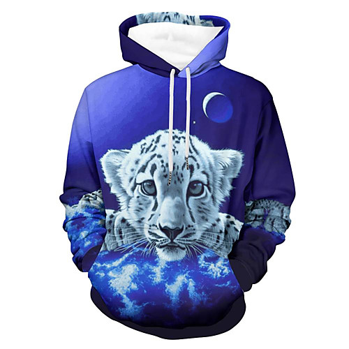 

Men's Pullover Hoodie Sweatshirt Cartoon 3D Animal Print Hooded Daily Holiday 3D Print 3D Print Hoodies Sweatshirts Long Sleeve Blue