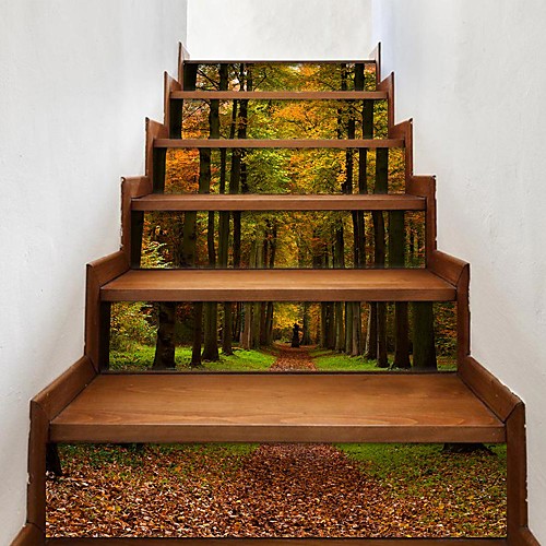 

Creative 3d Stairs Stickers Autumn Forest Diy Imitation Decoration Home Stickers Waterproof 3d Stereo Wall Stickers