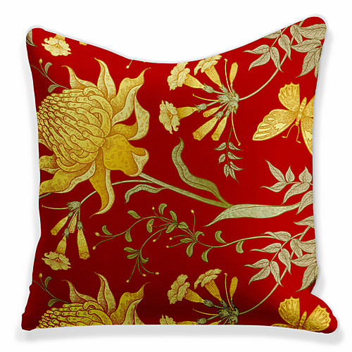 

Double Side 1 Pc Floral Cushion Cover Print 45x45cm Faux Linen for Sofa Bedroom