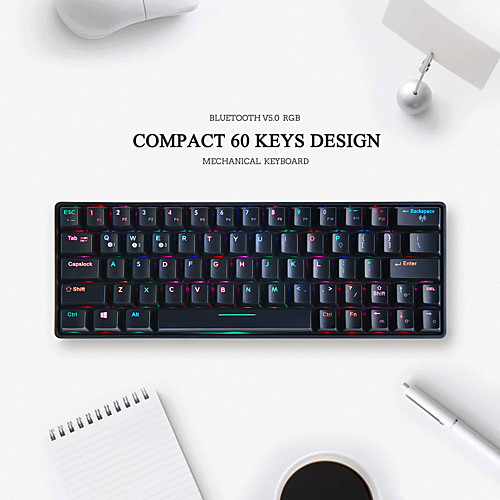 

IFEIYO Computer Keyboards 64 Wireless Bluetooth Type C Wired Dual Mode Mechanical Keyboard Gaming Keyboard Outemu Switches Mini Size Rechargeable Programmable RGB Backlit 64 pcs Keys
