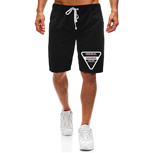 

Men's Casual / Sporty Athleisure Daily Gym Shorts Pants Graphic Letter Short Pocket Elastic Drawstring Design Print Black Light Grey