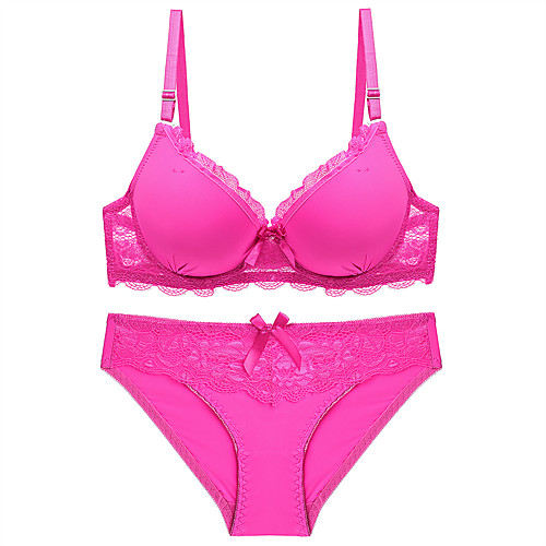 

Women's Plus Size Bra & Panty Set Underwire Bra 3/4 Cup Blue