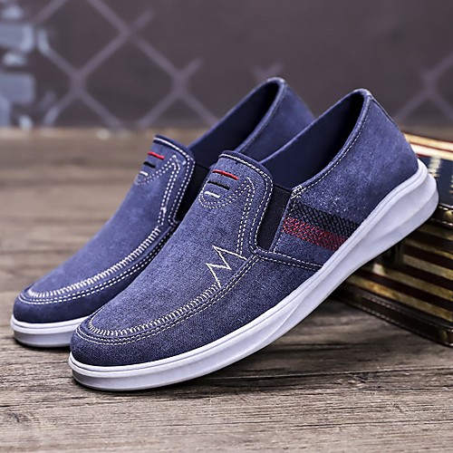 

Men's Loafers & Slip-Ons Casual Daily Office & Career Walking Shoes Canvas Breathable Massage Non-slipping Blue Blue Gray Fall Spring