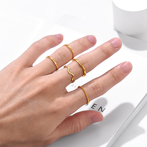 

Ring Silver Gold Titanium Steel Stylish Simple Trendy 5pcs Adjustable / Women's