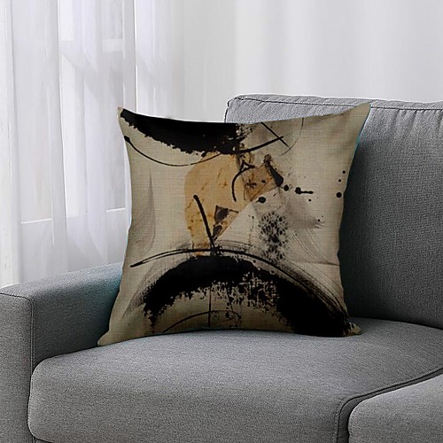 

Double Side 1 Pc Art Deco Cushion Cover Print 45x45cm Faux Linen for Sofa Bedroom