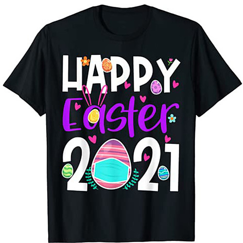 

Men's Unisex T shirt Hot Stamping Graphic Prints Happy Easter Plus Size Print Short Sleeve Daily Tops 100% Cotton Fashion Vintage Classic Black Blue Navy Blue