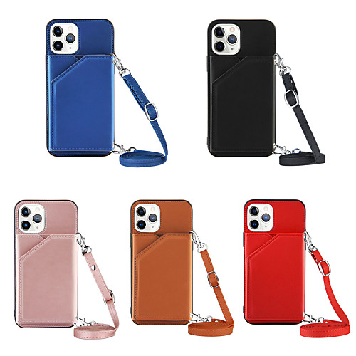 

Phone Case For Apple Back Cover Leather iPhone 12 Pro Max 11 SE 2020 X XR XS Max 8 7 Card Holder Shockproof Solid Color PU Leather TPU