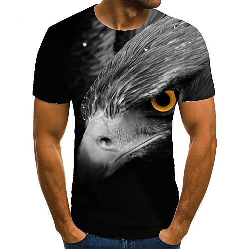 

Men's T shirt Shirt 3D Print Animal 3D Print Print Short Sleeve Casual Tops Casual Fashion Round Neck Black