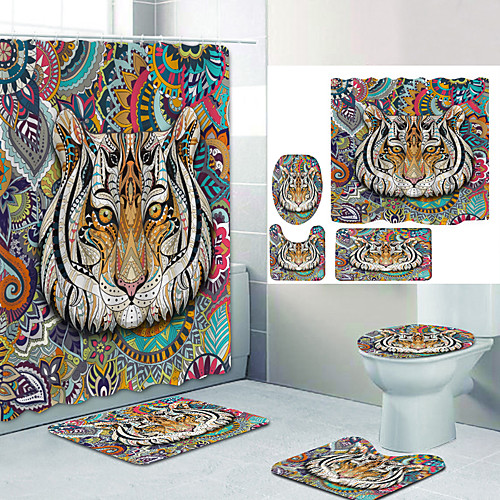 

Bathroom Shower Curtain & Mat Set Modern Polyester New Design