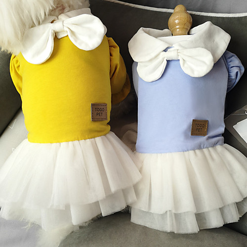 

Dog Cat Dress Bowknot Lace Elegant Cute Sweet Dailywear Casual / Daily Dog Clothes Puppy Clothes Dog Outfits Breathable Yellow Orange Costume for Girl and Boy Dog Cotton XS S M L XL XXL