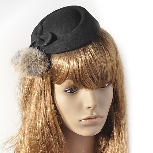 

Classic Vintage Inspired Tweed Fascinators with Bowknot / Pom-pom 1 Piece Special Occasion / Party / Evening Headpiece