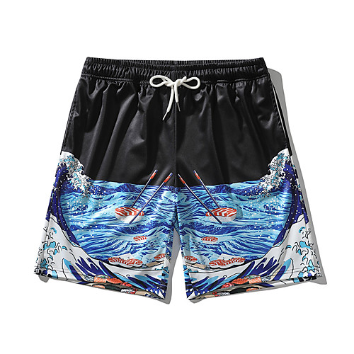 

Casual / Sporty Athleisure Men's Breathable Outdoor Jogger Shorts Daily Gym Pants Short Abstract Drawstring Pocket 3D Print Black
