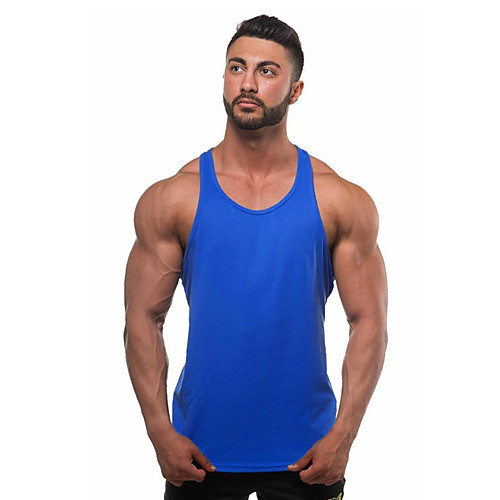 

Men's Tank Top Graphic Solid Colored Plus Size Basic Sleeveless Daily Slim Tops Active Round Neck White Blue Red / Sports / Summer