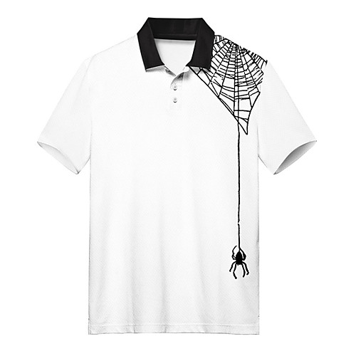 

Men's Golf Shirt Tennis Shirt 3D Print Spider Animal Button-Down Print Short Sleeve Casual Tops Casual Fashion Soft Breathable White / Sports
