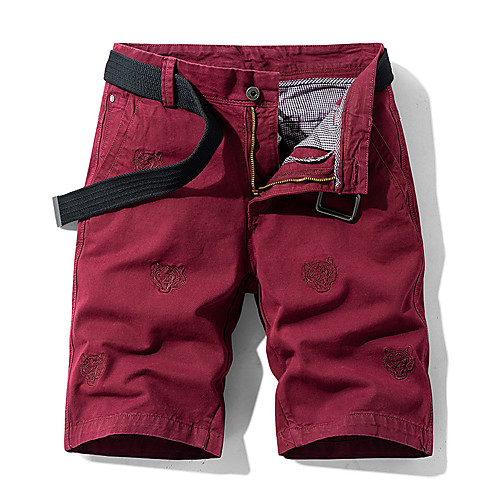 

Men's Shorts Cargo Shorts Shorts Pants Solid Colored Black Wine Khaki Dark Blue