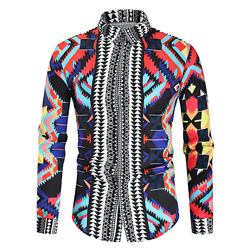 

Men's Shirt 3D Print Graphic Long Sleeve Daily Tops Rainbow