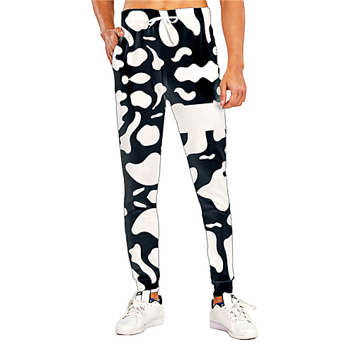 

Men's Casual Athleisure Outdoor Sports Daily Sports Pants Sweatpants Trousers Pants Print Graphic Prints Full Length Drawstring Print Black / White