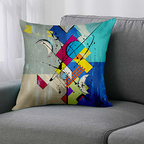 

Double Side 1 Pc Geometric Cushion Cover Print 45x45cm Linen for Sofa Bedroom