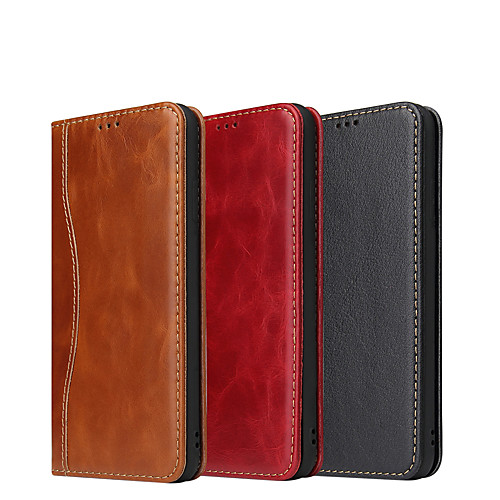 

Phone Case For Apple Full Body Case Leather iPhone 12 Pro Max 11 SE 2020 X XR XS Max Card Holder Shockproof Magnetic Solid Color PU Leather TPU