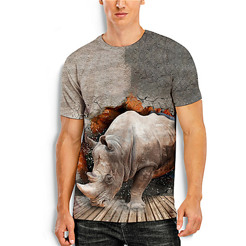 

Men's Tee T shirt Shirt 3D Print Graphic Prints Animal Print Short Sleeve Daily Tops Casual Designer Big and Tall Round Neck Gray / Summer