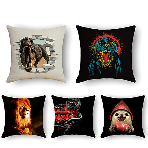 

Cushion Cover 5PCS Linen Soft Print Square Throw Pillow Cover Cushion Case Pillowcase for Sofa Bedroom 45 x 45 cm (18 x 18 Inch) Superior Quality Mashine Washable