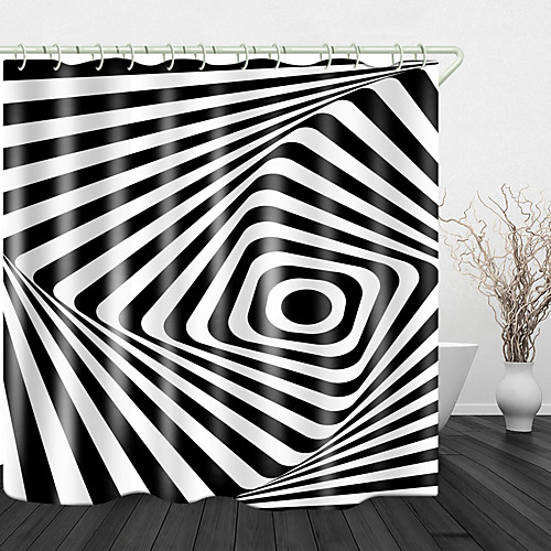 

Black and White Stripes Print Waterproof Fabric Shower Curtain for Bathroom Home Decor Covered Bathtub Curtains Liner Includes with Hooks 72 Inch