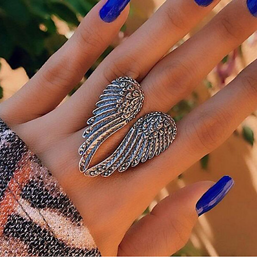 

Ring Retro Silver Alloy Wings Punk 1pc Adjustable