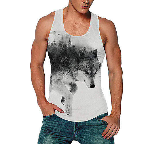 

Men's Tank Top Vest Undershirt 3D Print 3D 3D Print Print Sleeveless Daily Tops Casual Beach Black / White
