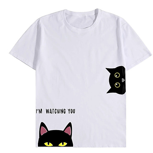

Men's Unisex T shirt Hot Stamping Cat Graphic Prints Animal Plus Size Print Short Sleeve Casual Tops 100% Cotton Basic Casual Fashion White