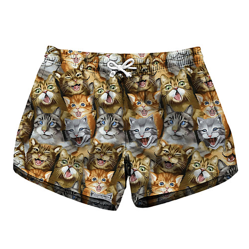 

Women's Stylish Novelty Comfort Skinny Leisure Sports Weekend Shorts Pajamas Pants Multi Color Cat Graphic Prints Short Sporty Elastic Waist Print Yellow