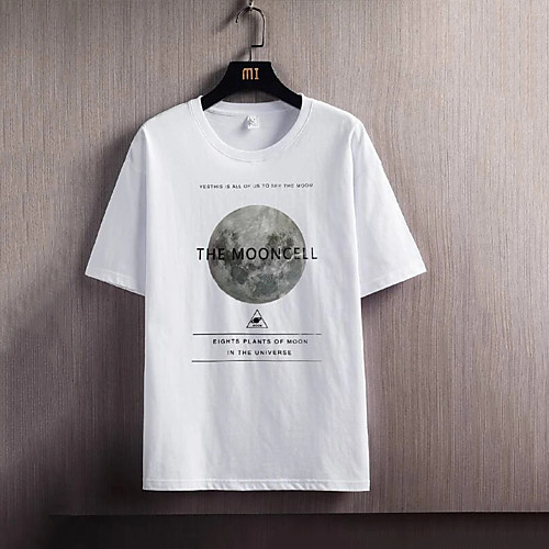 

Men's Unisex T shirt Hot Stamping Moon Plus Size Print Short Sleeve Casual Tops 100% Cotton Basic Casual Fashion White