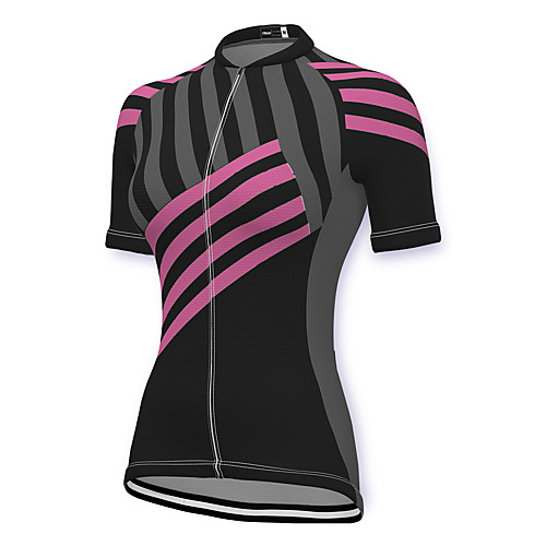 

21Grams Women's Short Sleeve Cycling Jersey Summer Spandex Polyester Black Stripes Bike Jersey Top Mountain Bike MTB Road Bike Cycling Quick Dry Moisture Wicking Breathable Sports Clothing Apparel