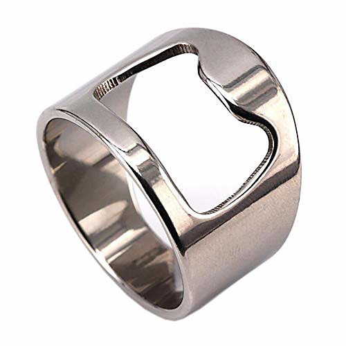 

Men's Stainless Steel 2 Pack Beer Bar Tool Creative Versatile Finger Bottle Opener Ring Gold