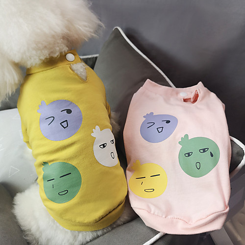 

Dog Cat Shirt / T-Shirt Cartoon Basic Elegant Cute Dailywear Casual / Daily Dog Clothes Puppy Clothes Dog Outfits Breathable Yellow Pink Costume for Girl and Boy Dog Cotton S M L XL XXL