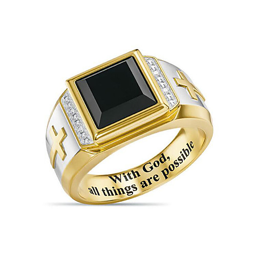 

Band Ring Agate Geometrical Gold Zircon Copper Gold Plated Cross Fashion Vintage 1pc 8 9 10