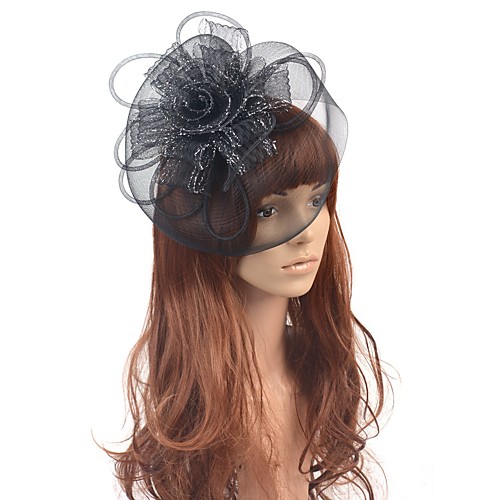 

Flower Style Retro Tulle Fascinators with Ribbons / Floral 1 Piece Special Occasion / Party / Evening Headpiece