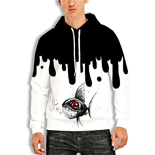 

Men's Pullover Hoodie Sweatshirt Graphic Prints Animal Print Hooded Daily Sports 3D Print 3D Print Casual Hoodies Sweatshirts Long Sleeve White