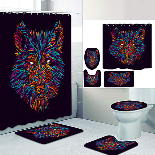 

Bathroom Shower Curtain & Mat Set Modern Polyester New Design
