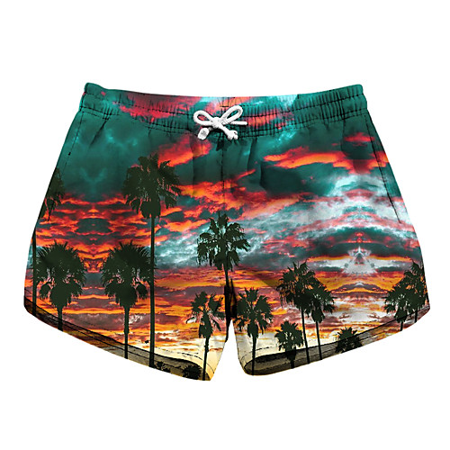 

Women's Stylish Novelty Comfort Leisure Sports Weekend Shorts Pants Tropical Leaf Short Sporty Elastic Waist Print Green