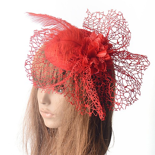 

Flower Style Fashion Tulle / Feather Fascinators with Feather / Lace / Floral 1 Piece Special Occasion / Party / Evening Headpiece